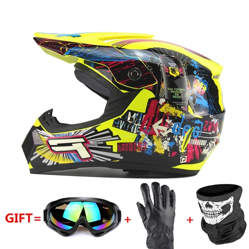 Professional Racing Casco Moto Off Road Helmet ATV Dirt Bike Downhill MTB DH Capacete Motocross Helmet With Mask Gloves Glasses