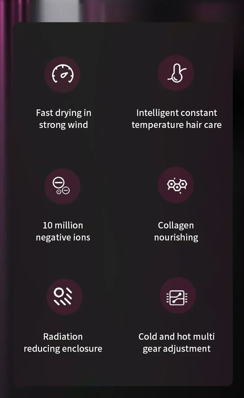 5 in 1 Professional Hair Dryer, with Hot and Cold Air Functionality - Lightweight and Thermostatic Styling Tool for Smooth Hair