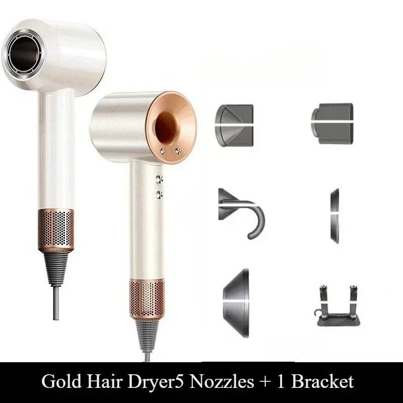 5 in 1 Professional Hair Dryer, with Hot and Cold Air Functionality - Lightweight and Thermostatic Styling Tool for Smooth Hair