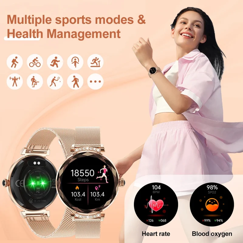LIGE Fashion Ladies Smart Watch NX7 Pro AMOLED Screen Health Monitoring BT Call Female Women Sport Fitness Tracker Smartwatch