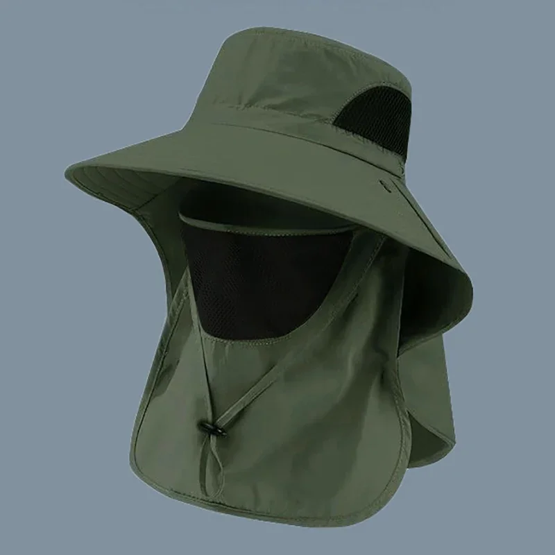 Summer Sun Hats UV Protection Outdoor Hunting Fishing Cap For Men Women Hiking Camping Visor Bucket Hat Neck Flap Fisherman Hat
