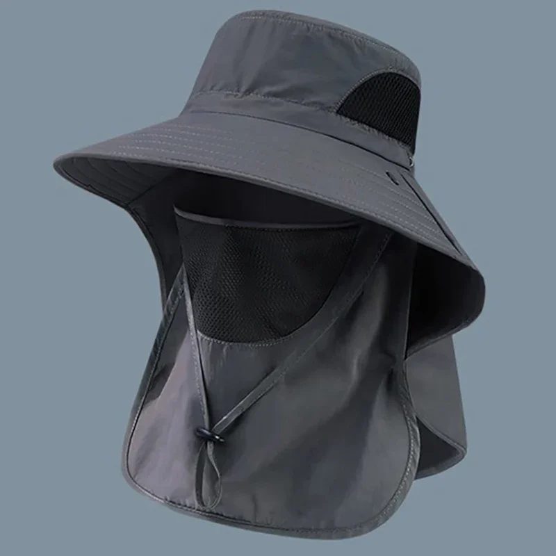 Summer Sun Hats UV Protection Outdoor Hunting Fishing Cap For Men Women Hiking Camping Visor Bucket Hat Neck Flap Fisherman Hat