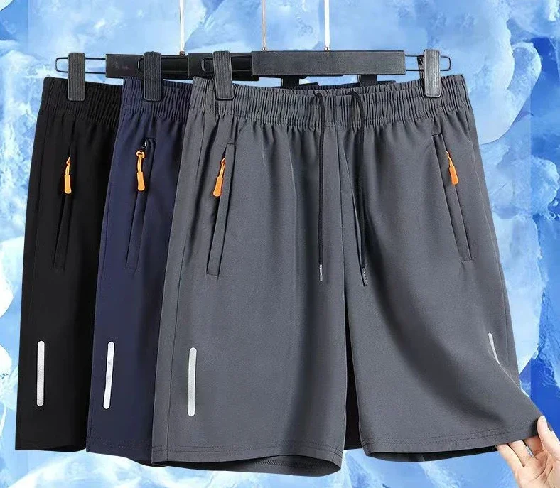 Summer Men Shorts Ice Silk Running Gym Sport Shorts Quick Dry Breathable Beach Short Pant Fitness Jogging Cool Casual Sportswear