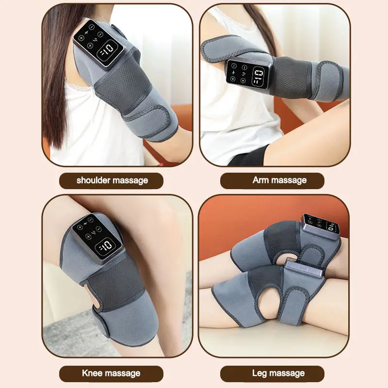 3-in-1 Smart Relief Electronic Pulse Heating & Vibrating Knee Massager Hard Shell Design for Blood Circulation & Protection