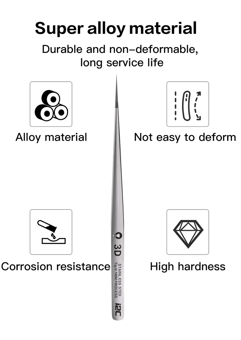 I2C 3D Electronics Extra Hard Alloy Tweezers Precision Forceps for SMD BGA SMT Mobile Phones Flying Line Repair Hand Tools Sets