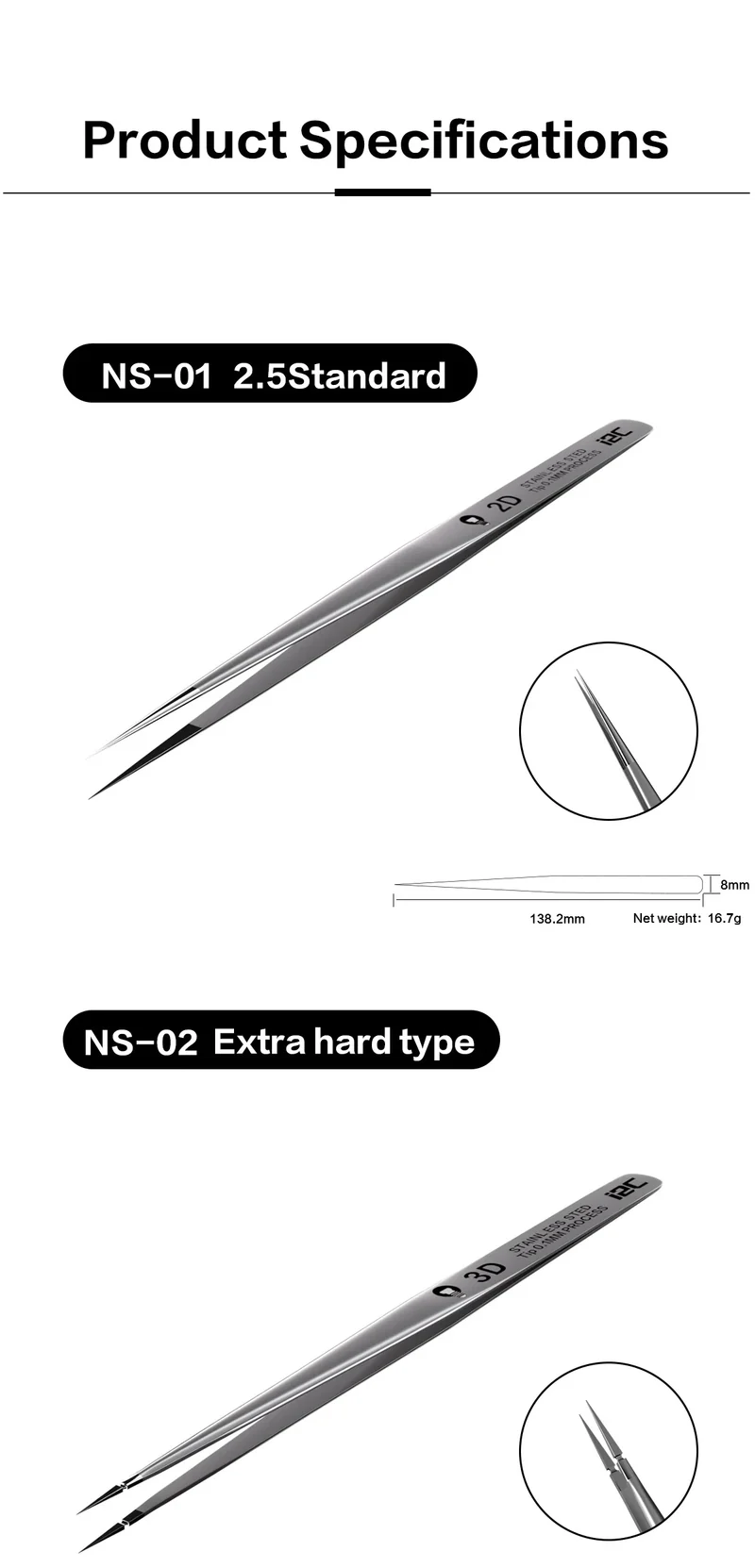 I2C 3D Electronics Extra Hard Alloy Tweezers Precision Forceps for SMD BGA SMT Mobile Phones Flying Line Repair Hand Tools Sets