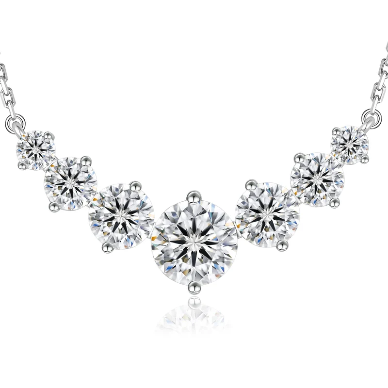 USA 5CT/1.7CT Moissanite Pendant S925 Sterling Silver Chain Women Gifts Smile GRA VVS Lab Created Diamond Heart Charm Necklace