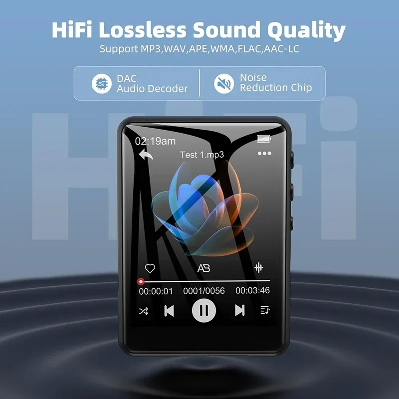 MP3 Player Bluetooth 5.4 Built-in Speaker Hi-Fi Music Player 2.4 Inch Touch Screen MP3 Walkman Video FM Radio Recording Camera