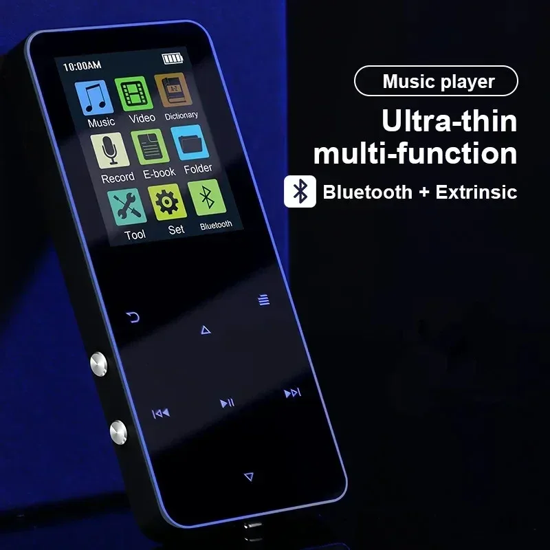 2.0 Inch Metal Touch MP3 MP4 Music Player Bluetooth 5.0 Supports Card, with FM Alarm Clock Pedometer e-Book Built-in Speaker