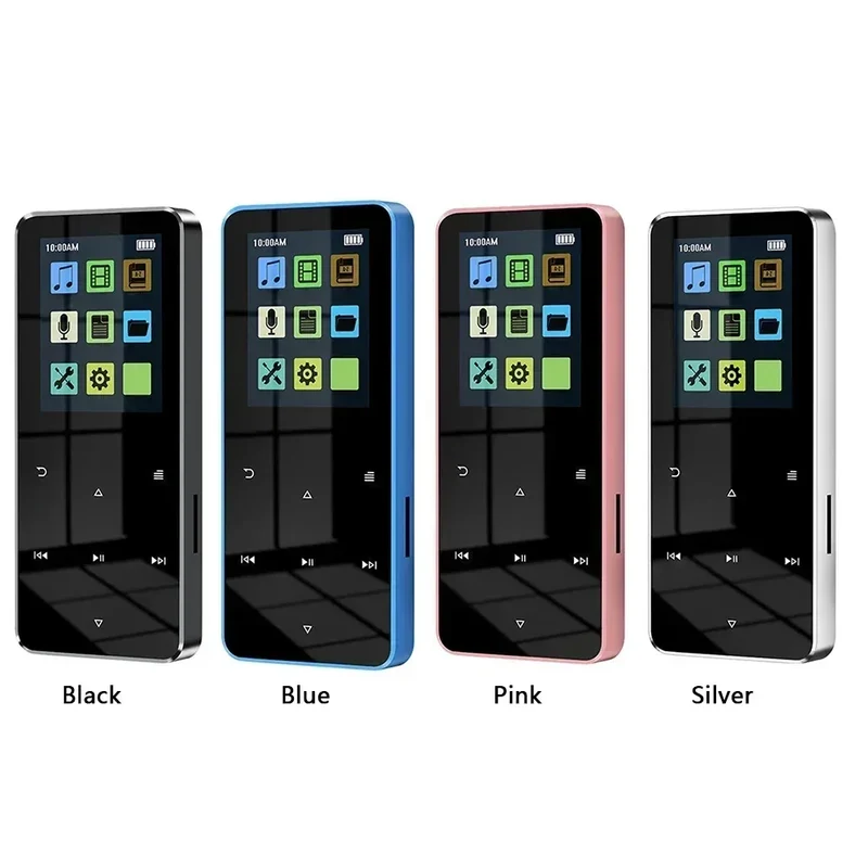 2.0 Inch Metal Touch MP3 MP4 Music Player Bluetooth 5.0 Supports Card, with FM Alarm Clock Pedometer e-Book Built-in Speaker