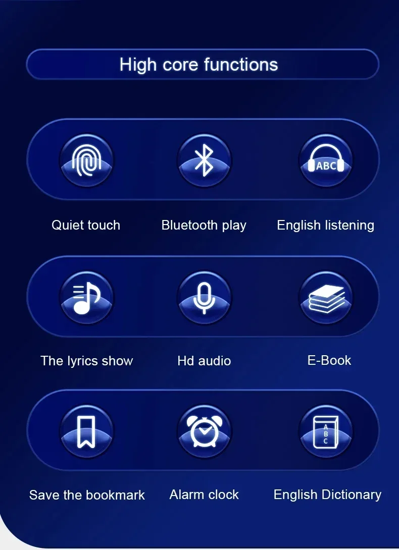 2.0 Inch Metal Touch MP3 MP4 Music Player Bluetooth 5.0 Supports Card, with FM Alarm Clock Pedometer e-Book Built-in Speaker