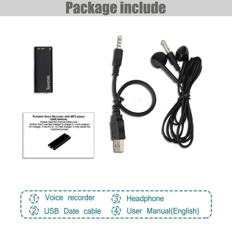 Mp3 Player Voice Activated 8GB 16GB Digital Vocie Recorder Grabadora De Voz