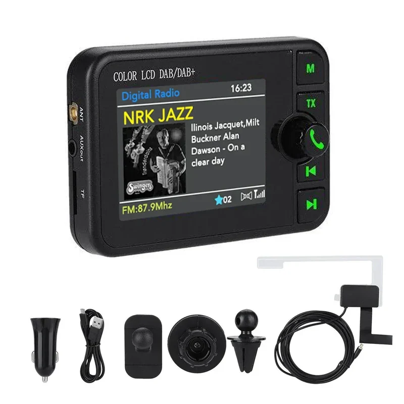 Stereo Digital Signal Broadcast Adapter DAB+ Receiver Digital Broadcast Bluetooth-compatible 5.0 Music Player Hands-free for Car