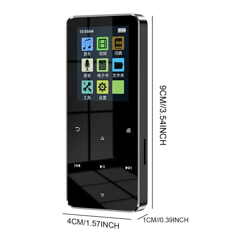 1.8 Inch Touchscreen MP3 MP4 Player Bluetooth-Compatible 5.0 Music Player FM Radio with E-Book Alarm Clock Built-in Speaker