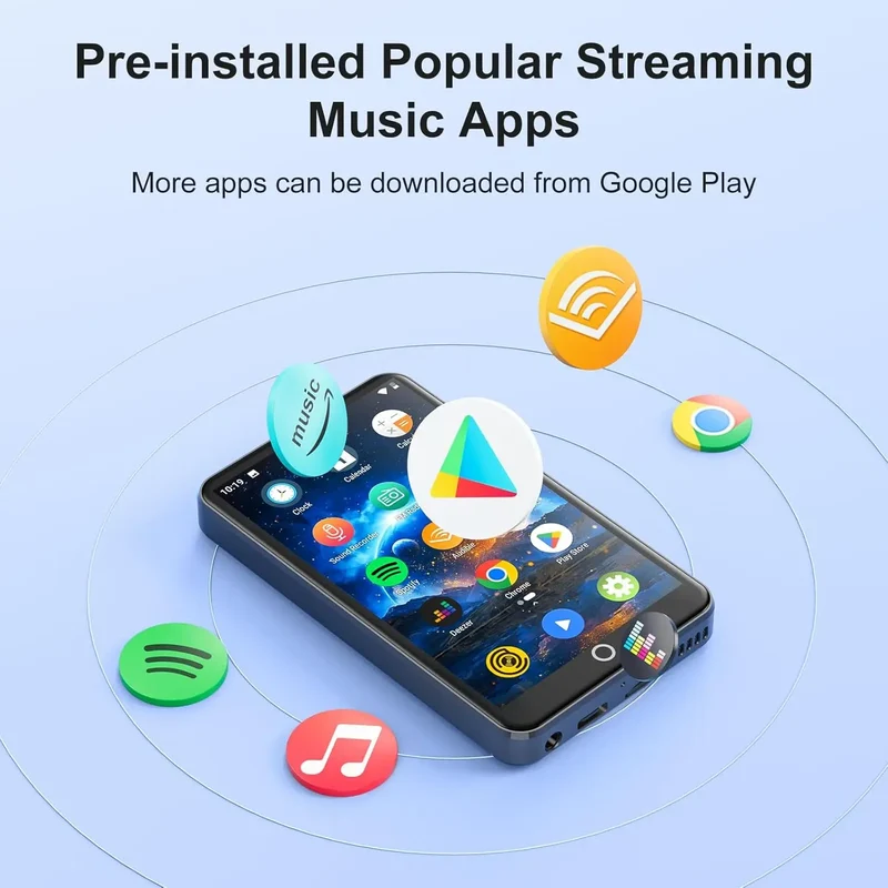 MP3 Player with Bluetooth and WiFi，4" Touch Screen Music Player Android 9.0 MTK 8 Core，MP4 Player with Spotify，Audible，Deezer，Am