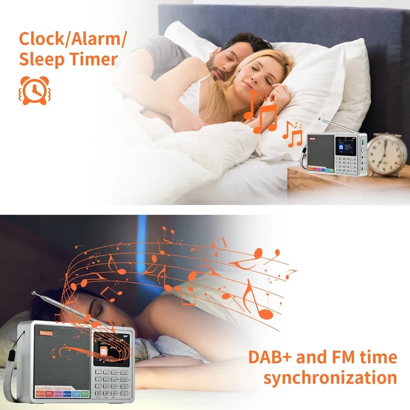 [Genuine]GTMEDIA D2 FM Radio Portable DAB Digital Bluetooth Speaker AUX IN TF Card Slot MP3 Player Recording Clock Alarm