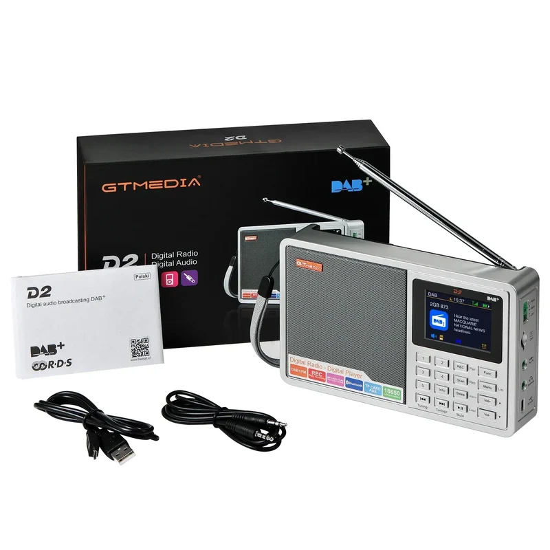 [Genuine]GTMEDIA D2 FM Radio Portable DAB Digital Bluetooth Speaker AUX IN TF Card Slot MP3 Player Recording Clock Alarm