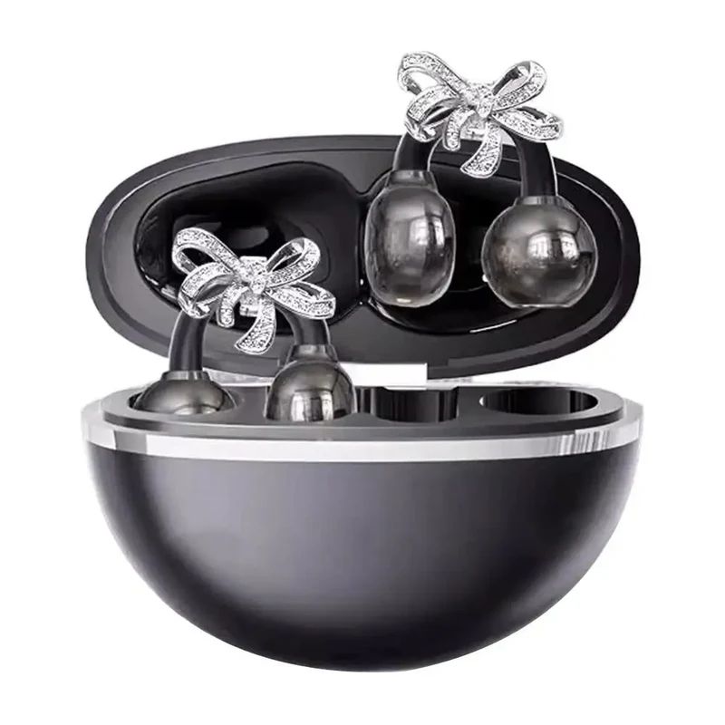 Vivo Clip-on Earbuds Wireless Bluetooth Open Ear Headphones with Detachable Crystal Bowknot Earrings For Sports Fitness Workouts