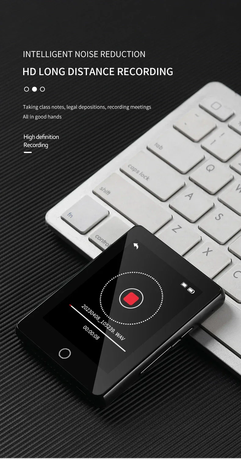 Metal Full Screen 3.0-inch MP3 Music Player Bluetooth 5.0 External Play Mini Portable Walkman/FM/eBook/Recorder MP4 Touch Screen