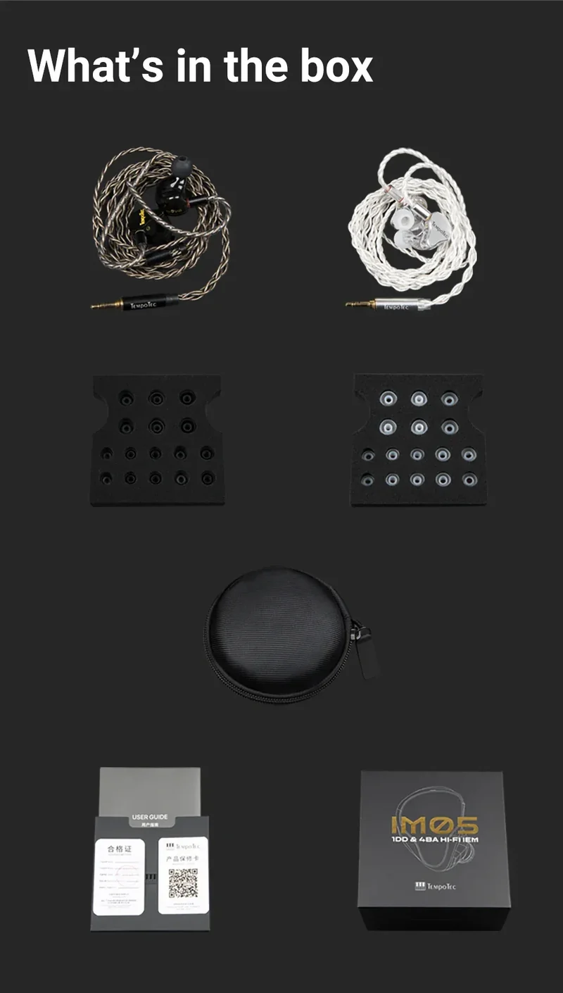TempoTec IM01 Flathead 4.4mm earphones, IM05 3.5mm cable-detachable,0.78mm pin HiFi in-ear earphones 1DD+4BA
