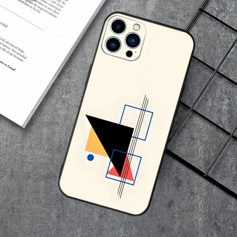 Pattern Abstract Piet Mondrian Phone Case For iPhone 16,15,14,13,12,11,XS,XR,X,8,7,Pro,Max,Plus,mini Silicone Black Cover
