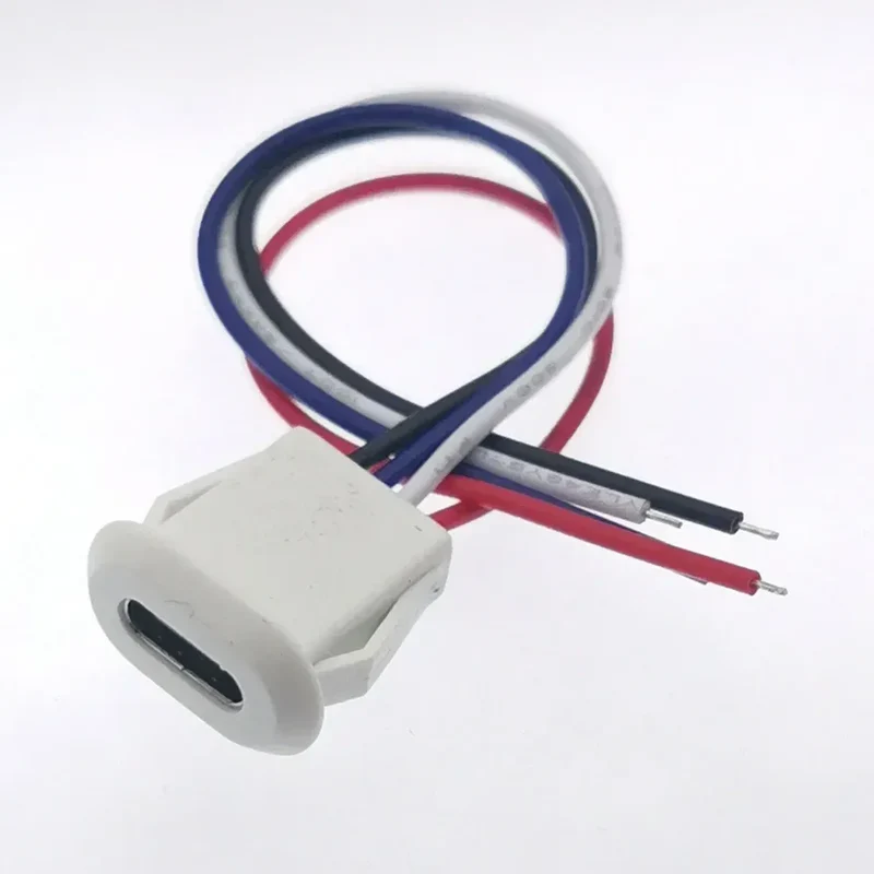 2Pin 4Pin USB Type C Connector Jack Female With card buckle 3A High Current Charging Jack Port USB-C Charger Plug Socket 2P 4P