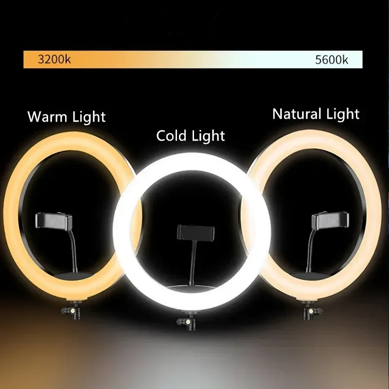 10" 26cm LED Selfie Ring Light Photography Video Light RingLight Phone Stand Tripod Fill Light Dimmable Lamp Trepied Streaming