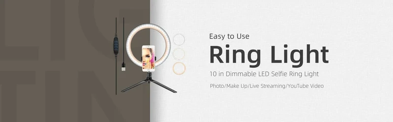10" 26cm LED Selfie Ring Light Photography Video Light RingLight Phone Stand Tripod Fill Light Dimmable Lamp Trepied Streaming