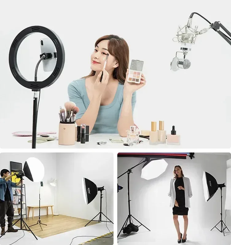 10" 26cm LED Selfie Ring Light Photography Video Light RingLight Phone Stand Tripod Fill Light Dimmable Lamp Trepied Streaming