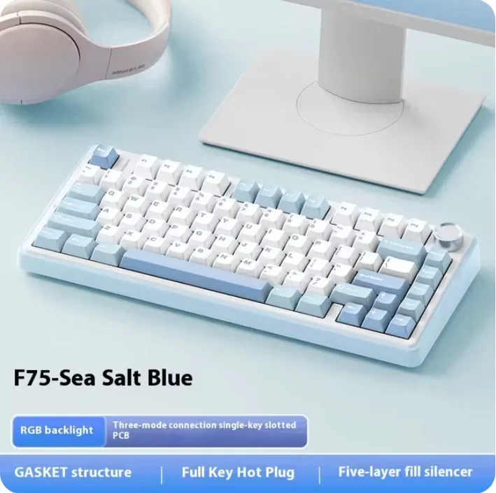 AULA F75 Mechanical Keyboard Wired/2.4G Wireless/Bluetooth RGB PBT 75% Layout OEM Profile Gasket Customized Pc Gaming Keyboard