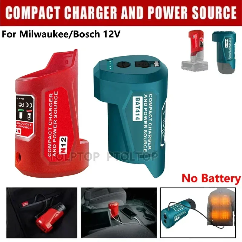 Charger Converter USB Power Adapter Phone Charger Adapter For Milwaukee For Makita For Bosch 12V Battery 12V DC Output Port