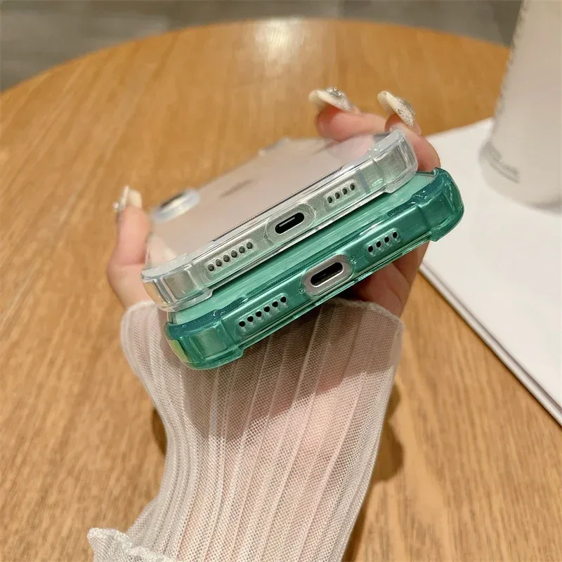 Luxury Jelly Clear Silicone Soft Case For iPhone 11 12 13 14 15 16 Pro Max 16 Plus Shockproof Protection Transparent Back Cover
