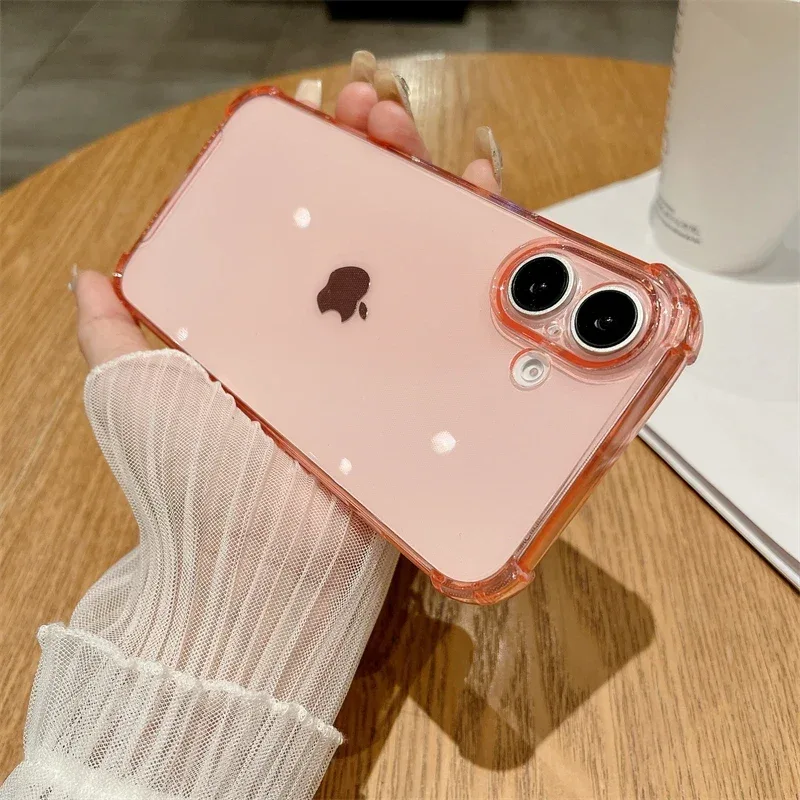 Luxury Jelly Clear Silicone Soft Case For iPhone 11 12 13 14 15 16 Pro Max 16 Plus Shockproof Protection Transparent Back Cover