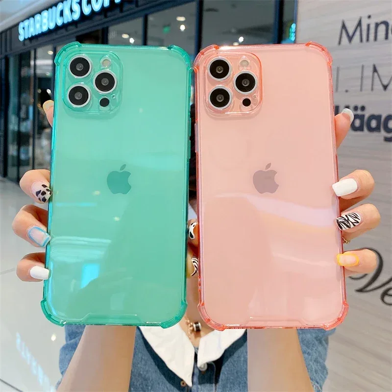 Luxury Jelly Clear Silicone Soft Case For iPhone 11 12 13 14 15 16 Pro Max 16 Plus Shockproof Protection Transparent Back Cover