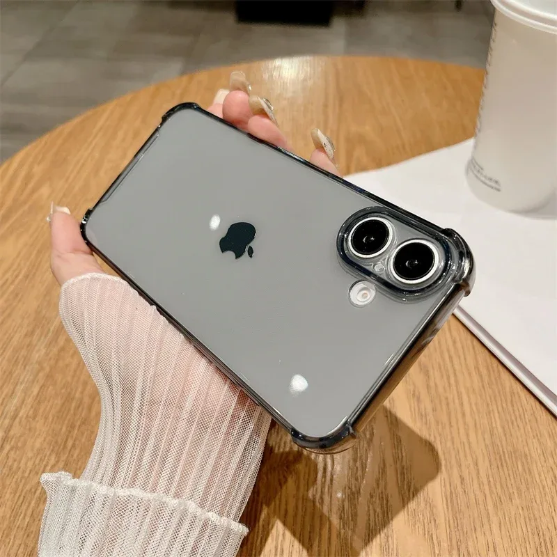 Luxury Jelly Clear Silicone Soft Case For iPhone 11 12 13 14 15 16 Pro Max 16 Plus Shockproof Protection Transparent Back Cover