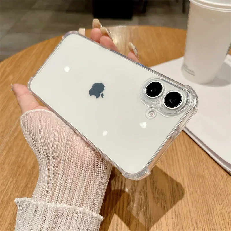 Luxury Jelly Clear Silicone Soft Case For iPhone 11 12 13 14 15 16 Pro Max 16 Plus Shockproof Protection Transparent Back Cover