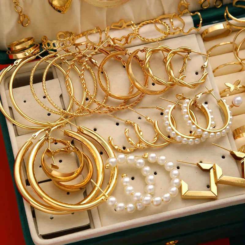 Perfect for Daily Wear 54pcs Christmas Jewelry Set - Elegant&Simple Ring,Earrings,Necklace,Bracelet for Women | Holiday Gifting