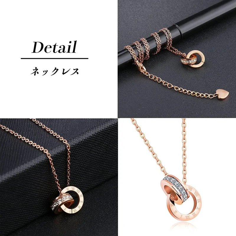 AAA Zircon Stone Stainless Steel Pendant Necklace Non-fading Simple Light Luxurious Clavicle Necklace for Women Gift