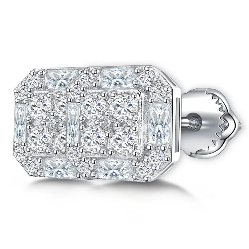 Wholesale Luxury Lab Grown Diamond Earrings Rhodium S925 Sterling Silver Fine VVS Moissanite Women Stud Earrings