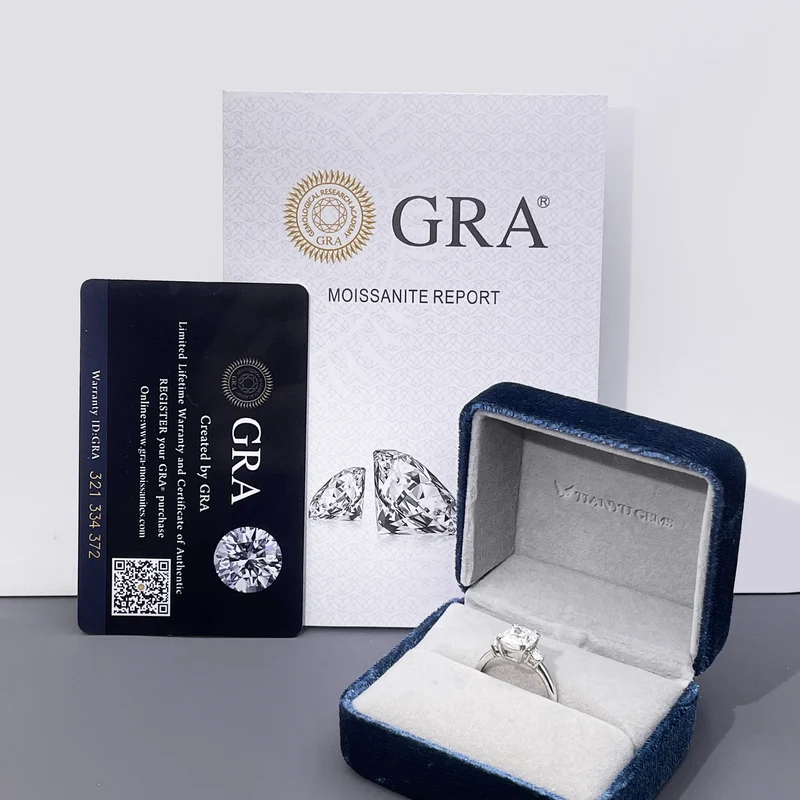 Tianyu Gems Fine Jewelry Cushion Cut Pure S925 Sterling 18k Gold Plated Moissanite Engagement Wedding Silver Rings for Women