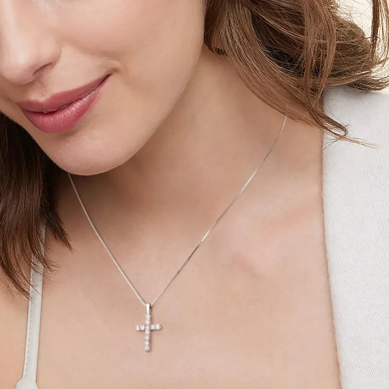 USA Stock VVS Moissanite Pendant Christian Gifts 925 Sterling Silver Reiligous Crucifix Jewelry Women Men Cross Diamond Necklace