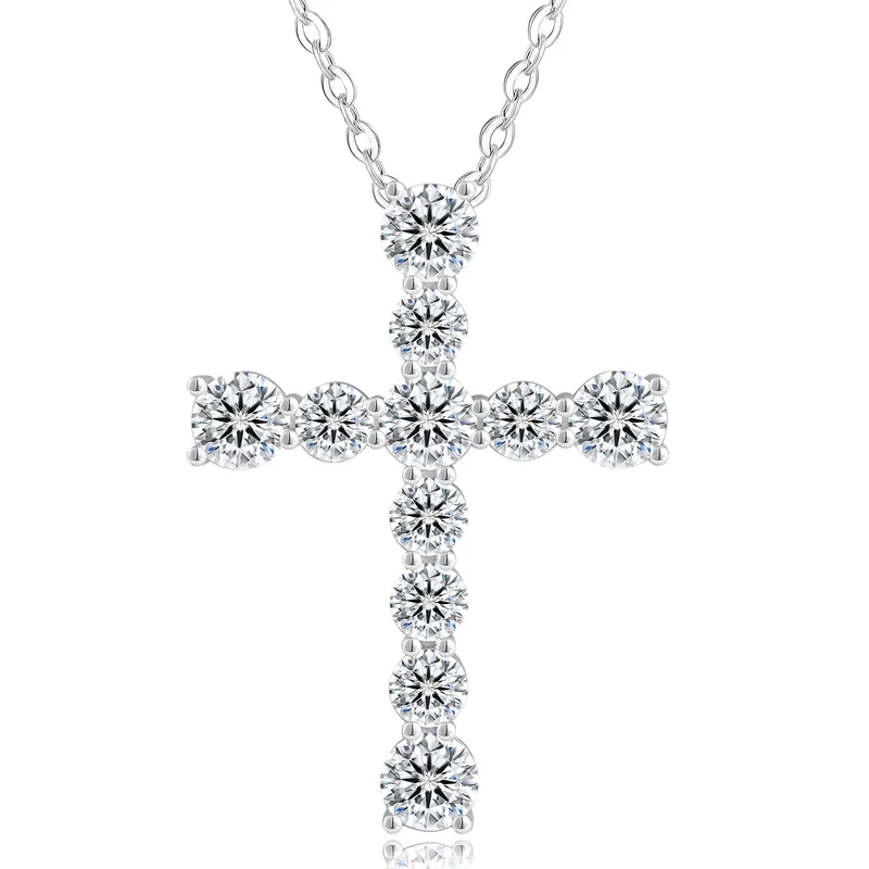 USA Stock VVS Moissanite Pendant Christian Gifts 925 Sterling Silver Reiligous Crucifix Jewelry Women Men Cross Diamond Necklace