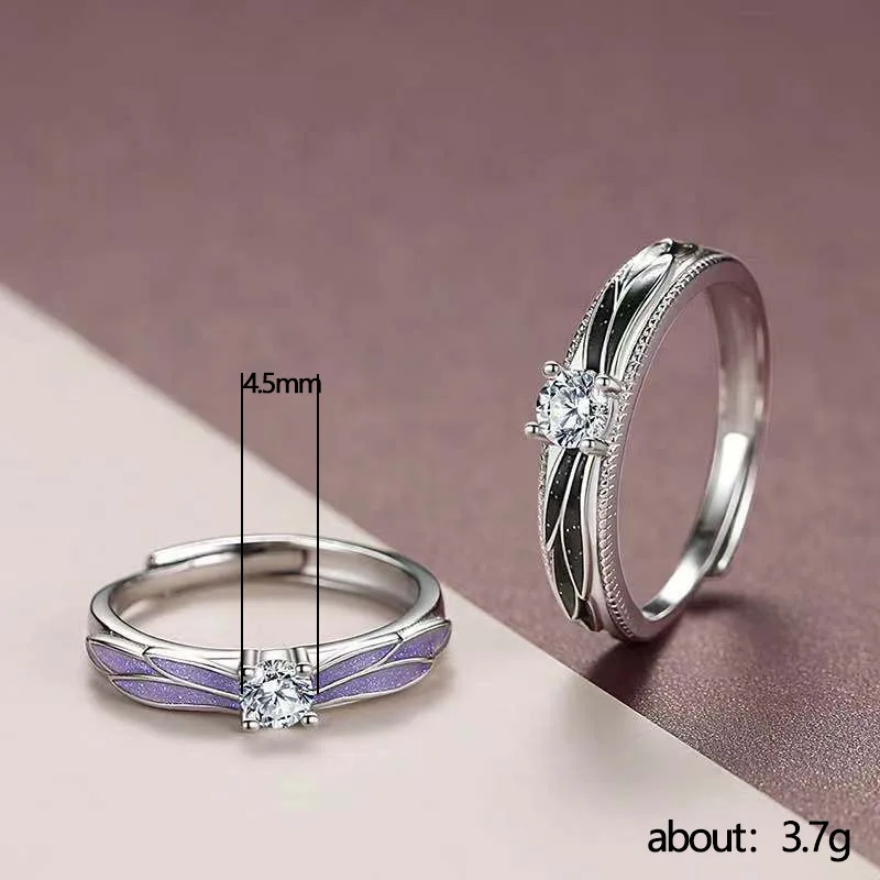 F1052 Wings Design Engagement Ring For Women Cubic Zirconia Prong Setting Lab Created Round Stone Fashion Rings