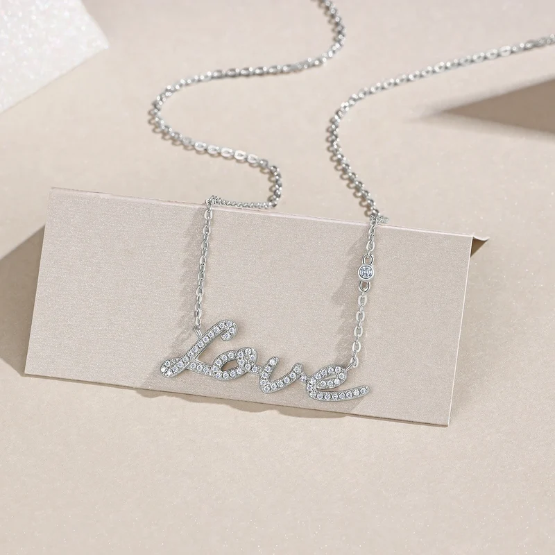 2025 Factory Price 925 Sterling Silver Jewelry Love Necklace Anniversary Gift for Women Moissanite Pendant Necklace