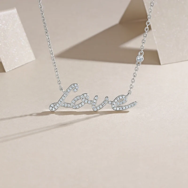 2025 Factory Price 925 Sterling Silver Jewelry Love Necklace Anniversary Gift for Women Moissanite Pendant Necklace