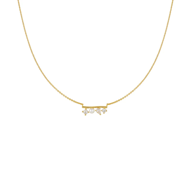 86 YORK Brand Classic Simple Star Pearl Necklace Collarbone Fashion Metal Chain Necklace for Women