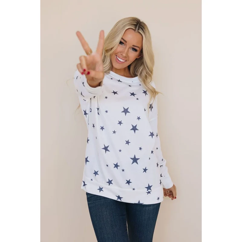 TD Dazzled Star Top for Women Elegant Blouses & Shirts