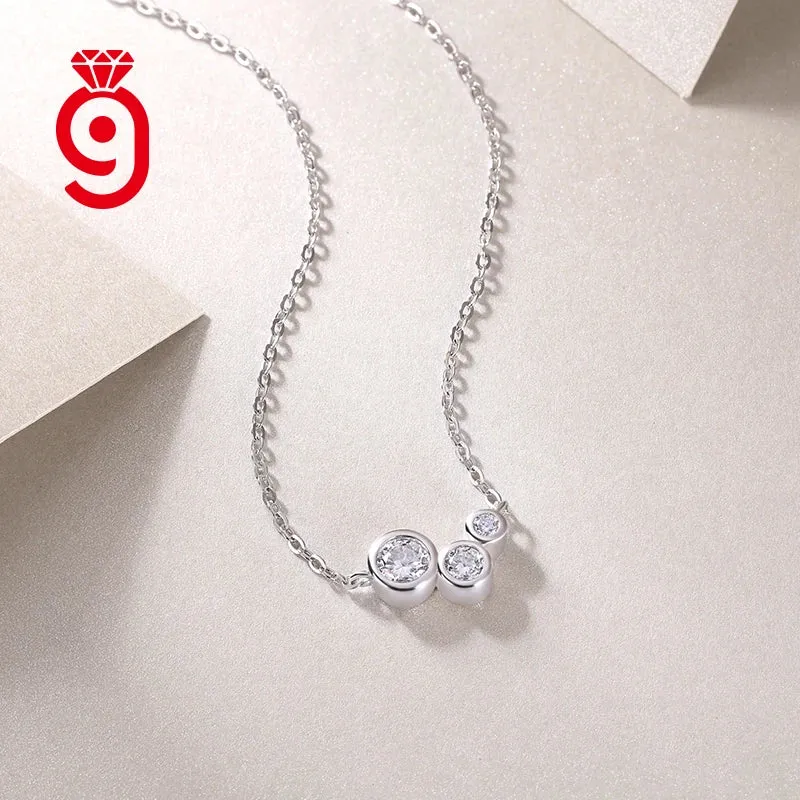 Local Stock Fashion Fine Jewelry-Smiling Moissanite Diamond Sterling Silver Necklace Gold Plating Accessories Women Necklace