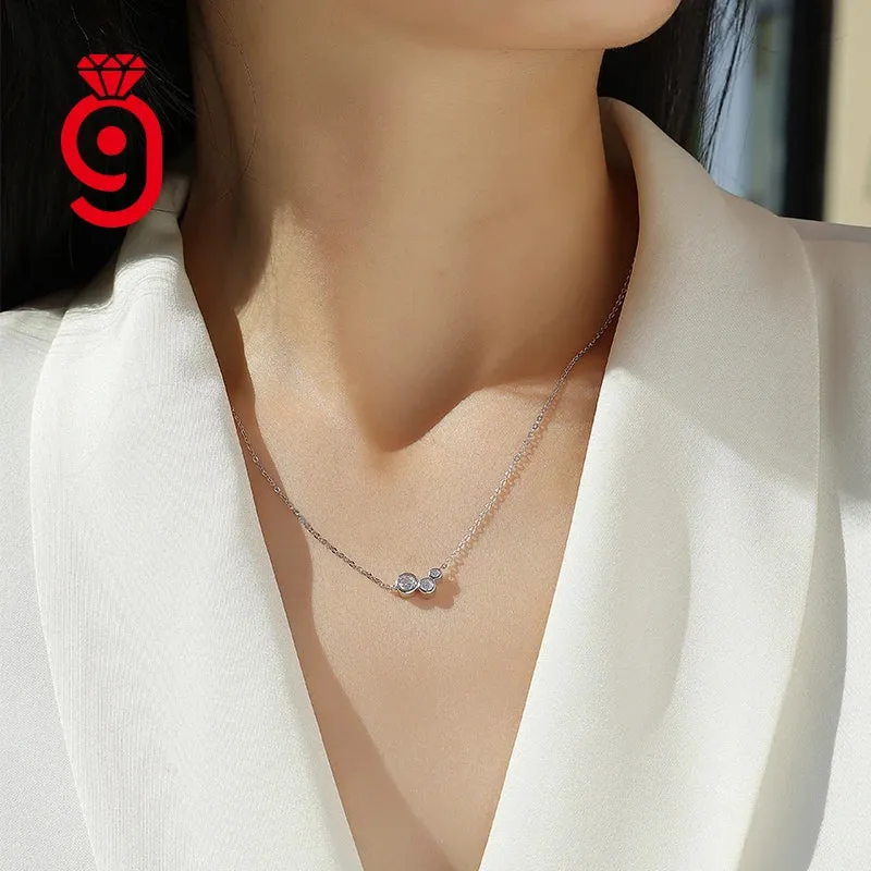 Local Stock Fashion Fine Jewelry-Smiling Moissanite Diamond Sterling Silver Necklace Gold Plating Accessories Women Necklace