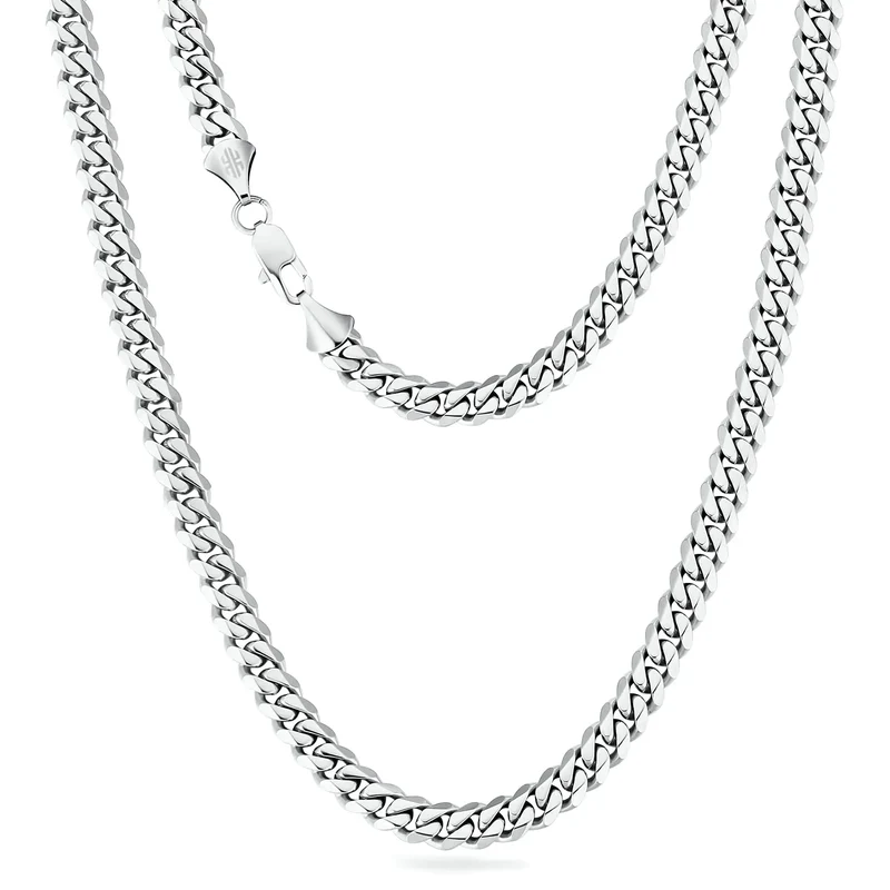 USA Free Shipping Real 8mm 14k Gold Plated Miami Cuban Link Chain Women Gifts Jewelry Stainless Steel Waterproof Mens Necklace